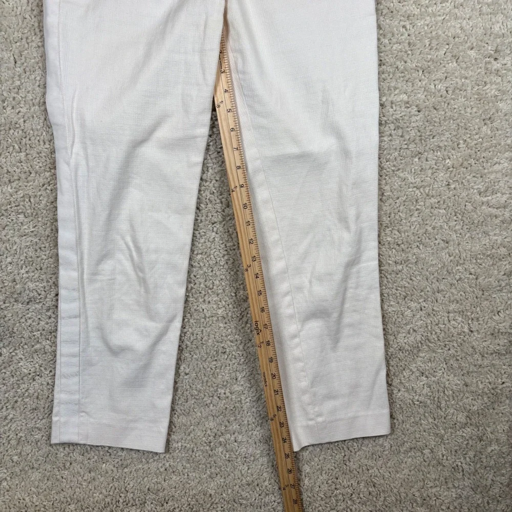 Tory Burch Womens White‎ Textured Cotton Grosgrain Trim Ankle Pants Size 0